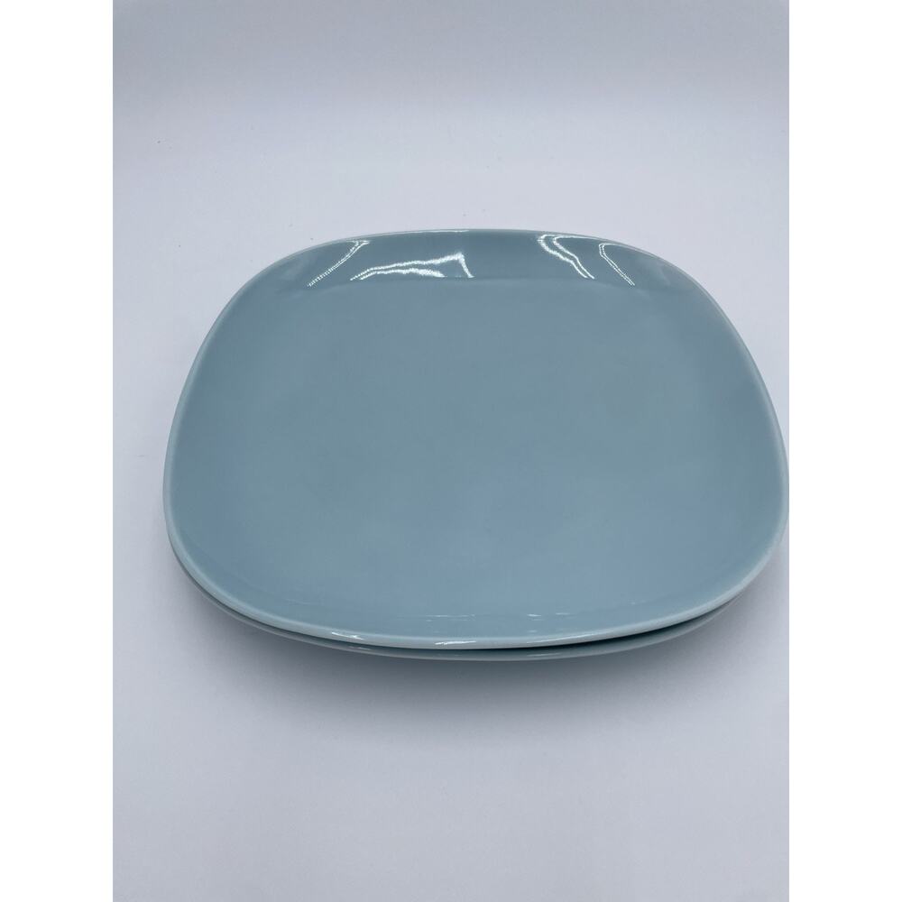 Set of 2 IKEA 365+ SUSAN PRYKE TURQUOISE BLUE SQUARE 9 3/4" DINNER PLATES - Picture 5 of 7